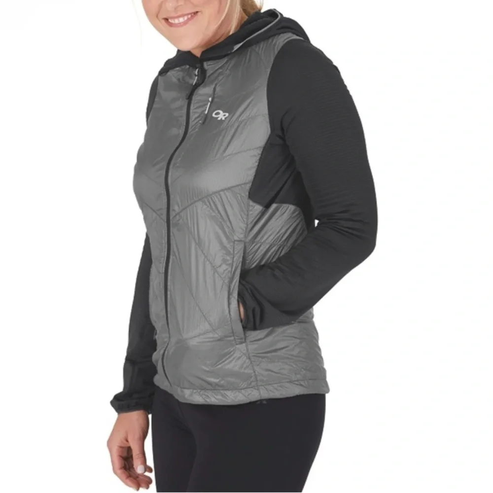 Outdoor Research Vigor Hybrid Hooded Jacket Storm Gray Light Pewter Size XS